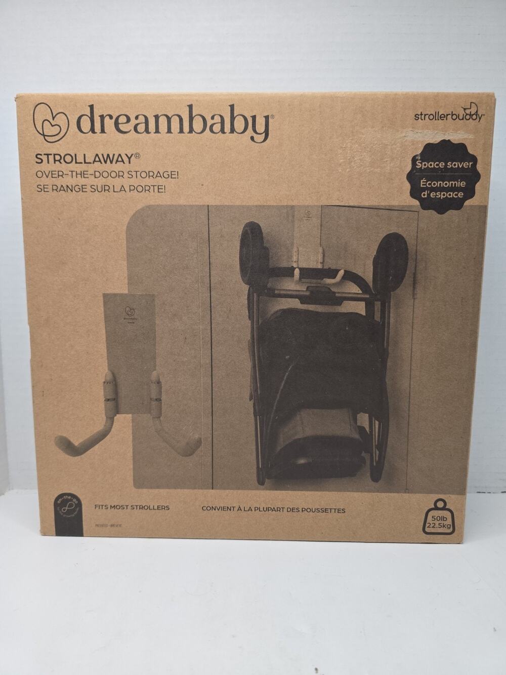 Dreambaby Strollerbuddy StrollAway Over Door Stroller Hanger 50lbs. Brand New